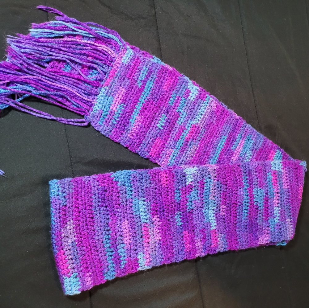 Handmade Yarn Nitted Purple Scarf